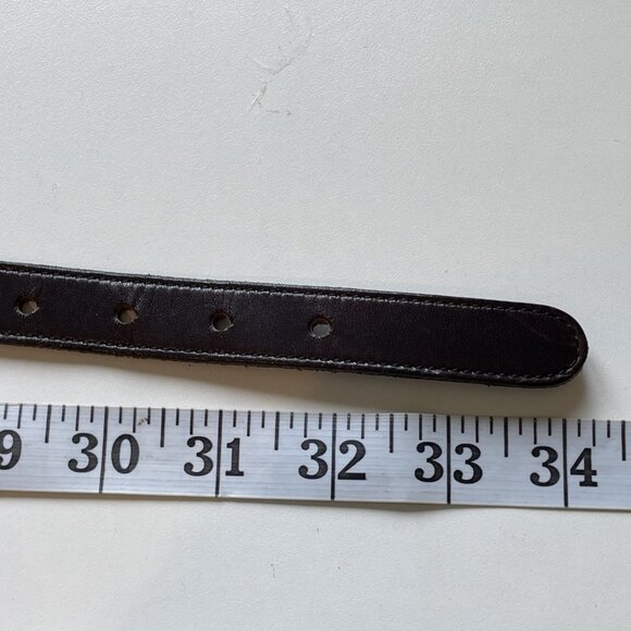 Vintage 80s RITZ Loop Link Belt Women's Medium Dark Brown Leather Covered Buckle - Picture 10 of 11